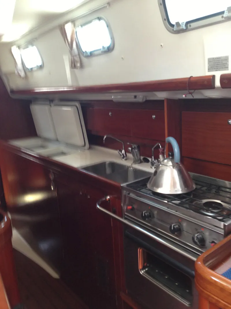 Slide: The Image of Interior of 2002 Beneteau Oceanis 42CC yacht kitchen. - 6