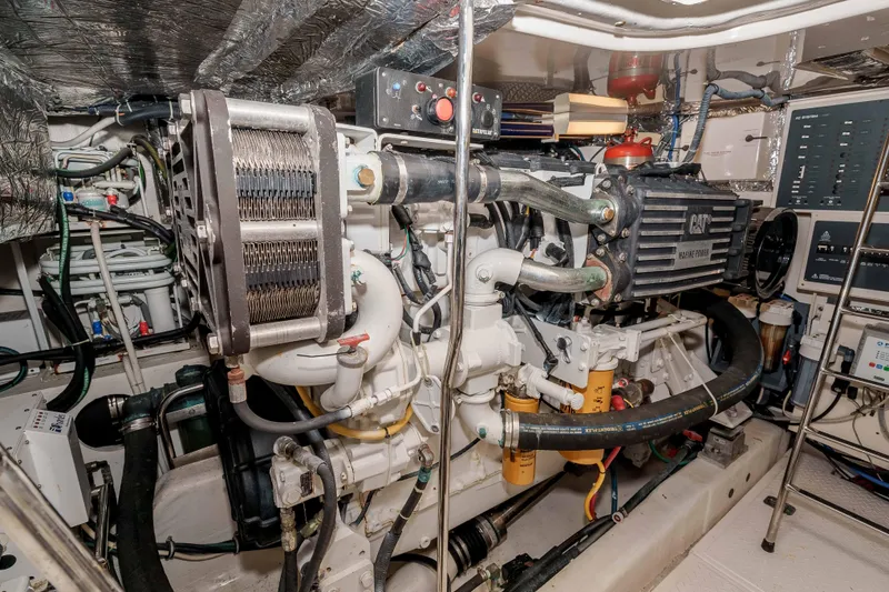 Slide: The Image of Engine room of 2006 Tiara Yachts 5200 Sovran Salon with CAT marine power system. - 35