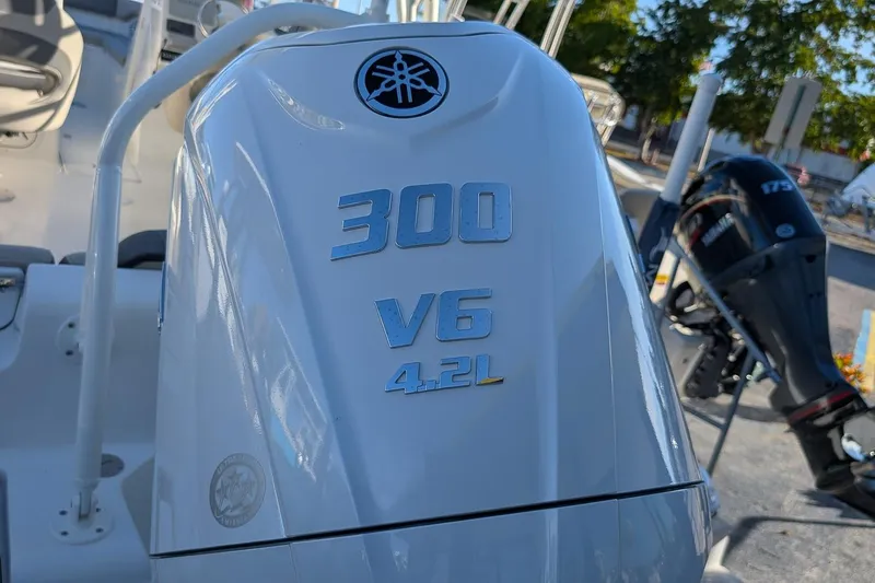 Slide: The Image of Yamaha 300 V6 4.2L outboard engine on 2026 Key West 239 DFS boat. - 4