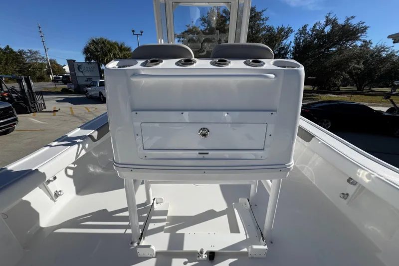 Slide: The Image of 2026 Caymas 281 HB boat interior with console and seating. - 37