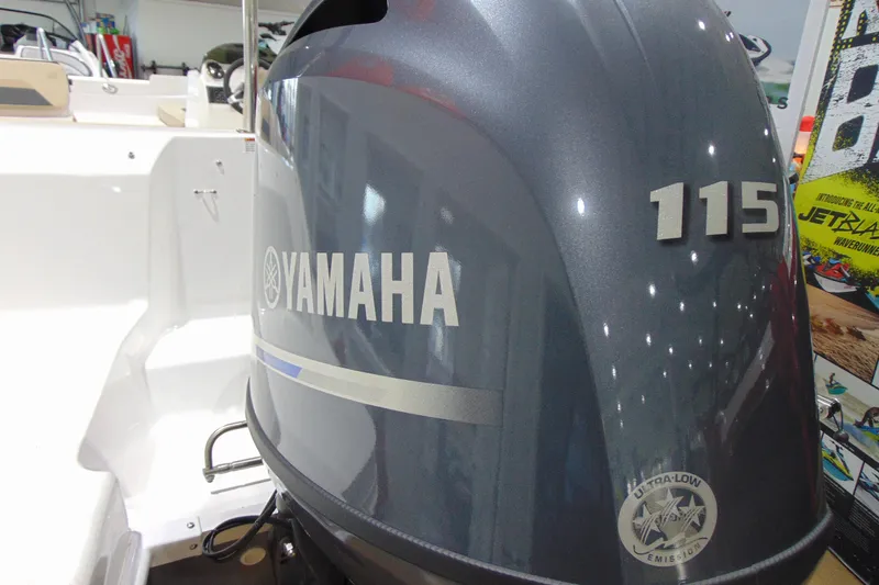 Slide: The Image of Yamaha 115 outboard motor on 2026 Hurricane SunDeck Sport 185 OB boat. - 6