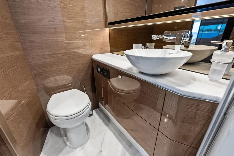 Slide: The Image of Luxurious bathroom in 2022 Princess 55 Flybridge yacht with modern fixtures and elegant design. - 44