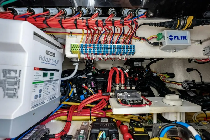 Slide: The Image of Electrical system of 2021 Valhalla Boatworks V-37 with wiring and components. - 18