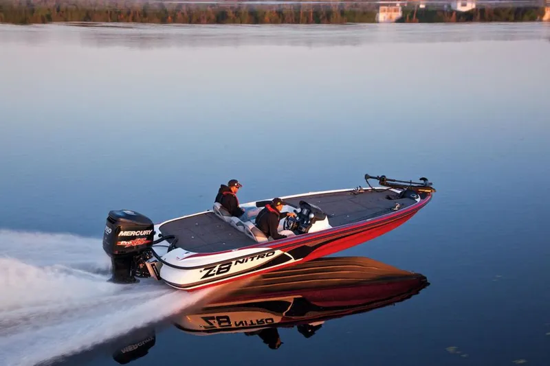 Slide: The Image of Manufacturer Provided Image: 2013 Nitro Z-8 boat speeding on calm lake water. - 12