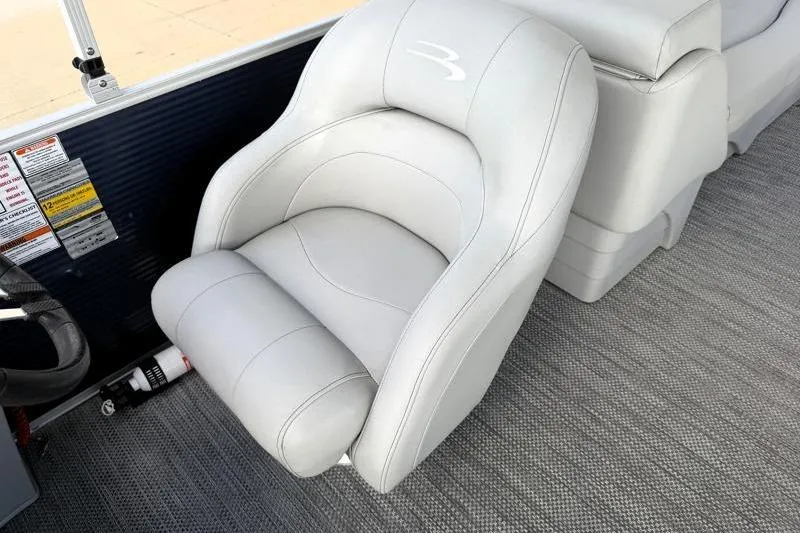 Slide: The Image of 2023 Bennington 22SSR boat seat with gray upholstery and ergonomic design. - 18