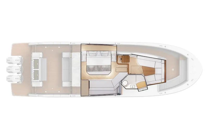Slide: The Image of Manufacturer Provided Image: Top view layout of 2026 Regal 50 SAV luxury yacht interior design. - 16
