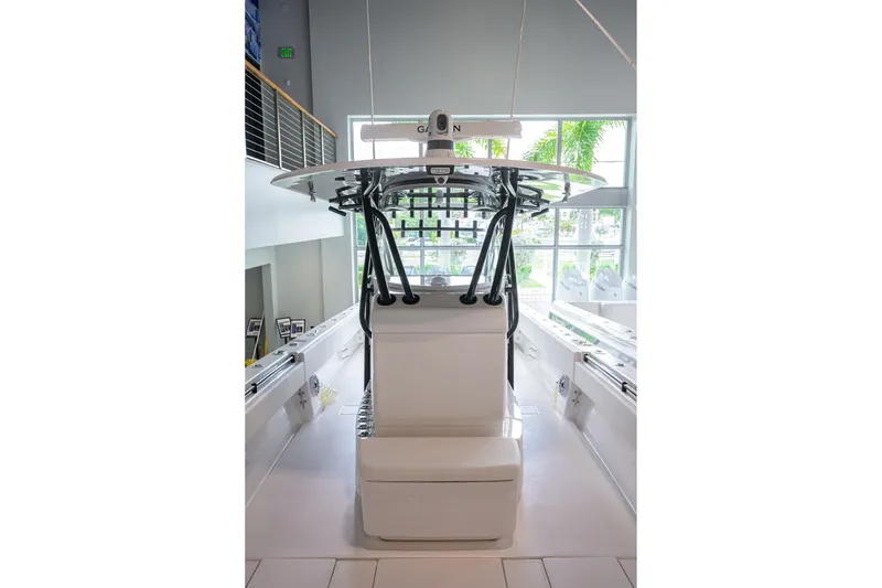 Slide: The Image of 2026 Contender 39 ST boat interior with modern helm and seating. - 18