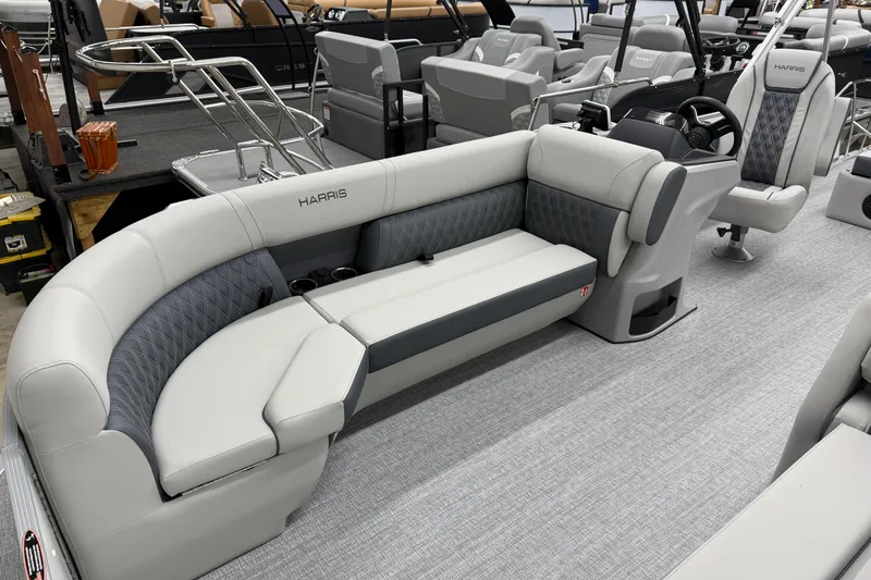 Slide: The Image of Luxurious seating on 2026 Harris Cruiser 230 pontoon boat, featuring elegant design and comfort. - 4