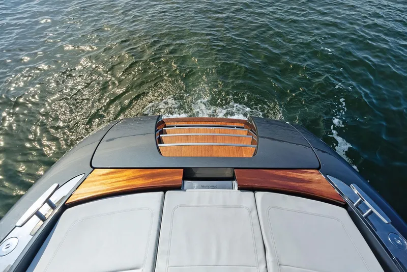 Slide: The Image of 2017 Riva Rivamare luxury yacht stern on water. - 17