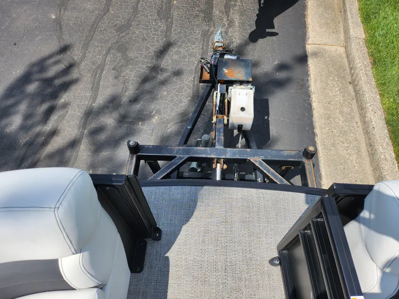 Slide: The Image of 2021 Barletta CORSA 23QC boat trailer hitch and seating area. - 24