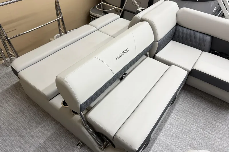 Slide: The Image of Luxurious seating on 2026 Harris Cruiser 190 pontoon boat, featuring elegant upholstery and design. - 9