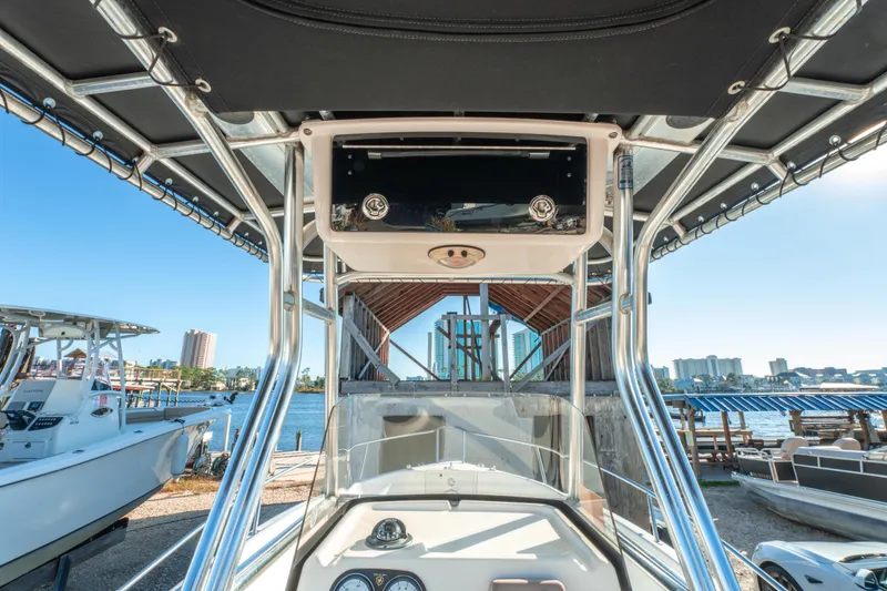 Slide: The Image of Century 2001 model boat, 2006, docked with city skyline in background. - 20