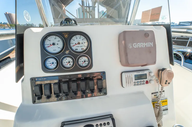 Slide: The Image of Century 2001 boat dashboard with Garmin GPS and control panel, year 2006. - 21
