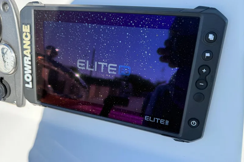 Slide: The Image of Lowrance Elite 5 HDI fishfinder on 2014 Sportsman Tournament 214 Bay Boat. - 16