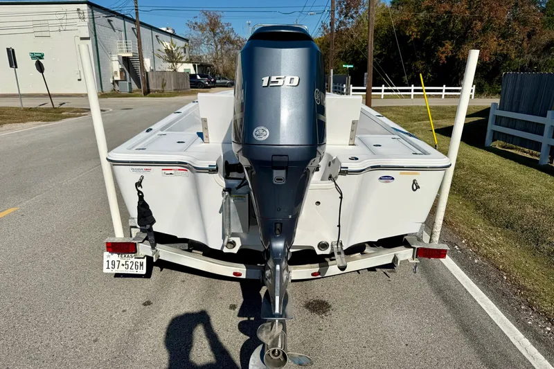 Slide: The Image of 2014 Sportsman Tournament 214 Bay Boat with Yamaha 150 engine on trailer. - 3