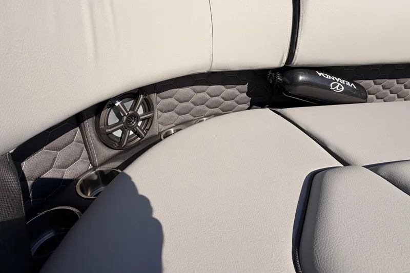 Slide: The Image of Luxurious seating on 2026 Veranda Relax VR 265 VL with integrated speaker and cup holders. - 11