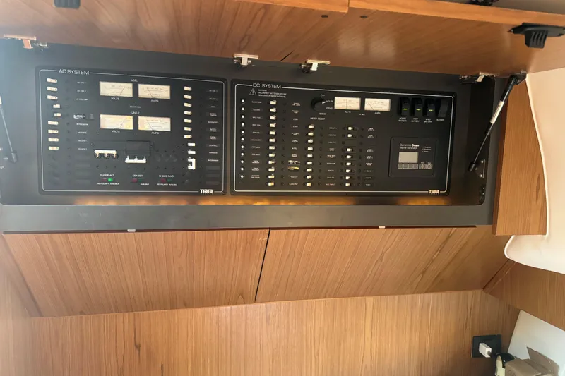 Slide: The Image of Electrical control panel on a 2022 Tiara Yachts 43 Open boat. - 43