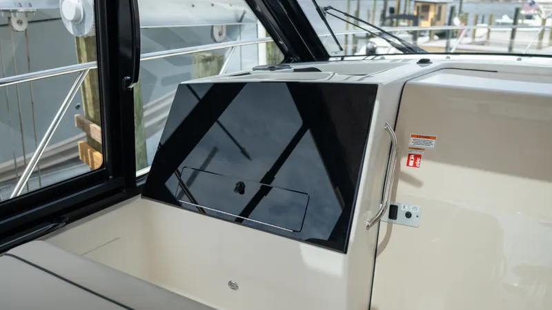 Slide: The Image of Interior of 2026 Boston Whaler 365 Conquest with modern features. - 11