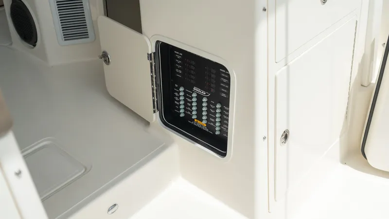 Slide: The Image of Electrical panel of the 2026 Boston Whaler 365 Conquest. - 33