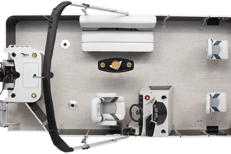 Slide: The Image of Top view of 2026 SunCatcher Select 18F pontoon boat interior layout. - 13