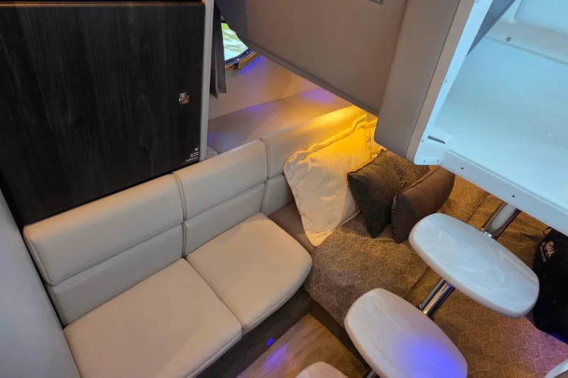Slide: The Image of Luxurious interior of 2026 Formula 350 Crossover Bowrider I/O with plush seating and ambient lighting. - 30