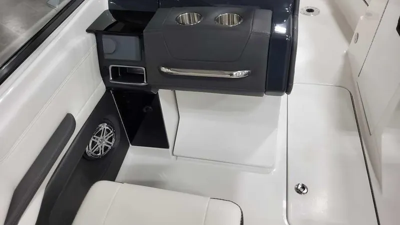 Slide: The Image of 2025 Formula 240 Bowrider interior with cup holders and seating. - 20