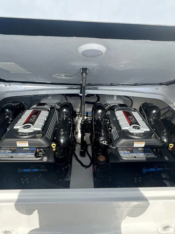 Slide: The Image of 2025 Formula 290 Bowrider engine compartment with dual engines. - 32