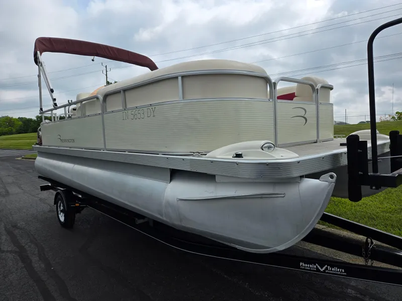 Slide: The Image of 2007 Bennington 2075GL pontoon boat on trailer, parked outdoors. - 5