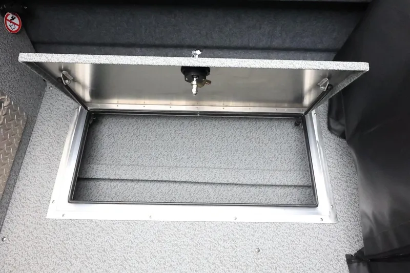 Slide: The Image of Open storage compartment in 2026 Thunder Jet 185 Luxor boat interior. - 34