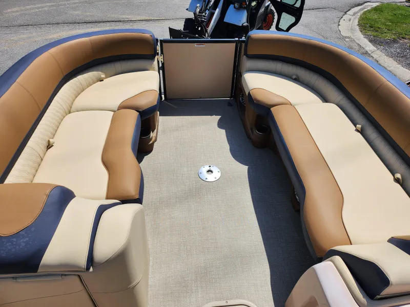 Slide: The Image of 2021 Avalon Catalina Platinum Entertainer Funship interior with spacious seating and elegant design. - 29