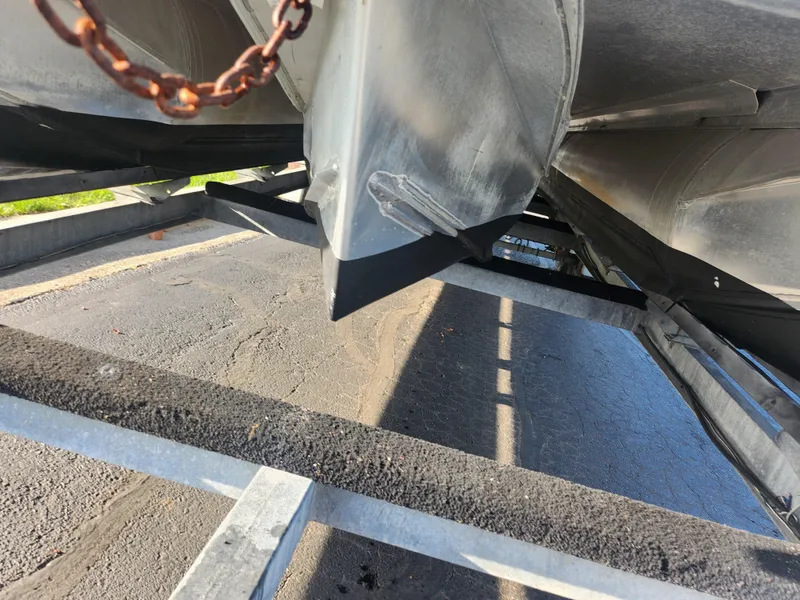 Slide: The Image of Close-up of a 2021 Avalon Catalina Platinum Entertainer Funship on a trailer. - 8