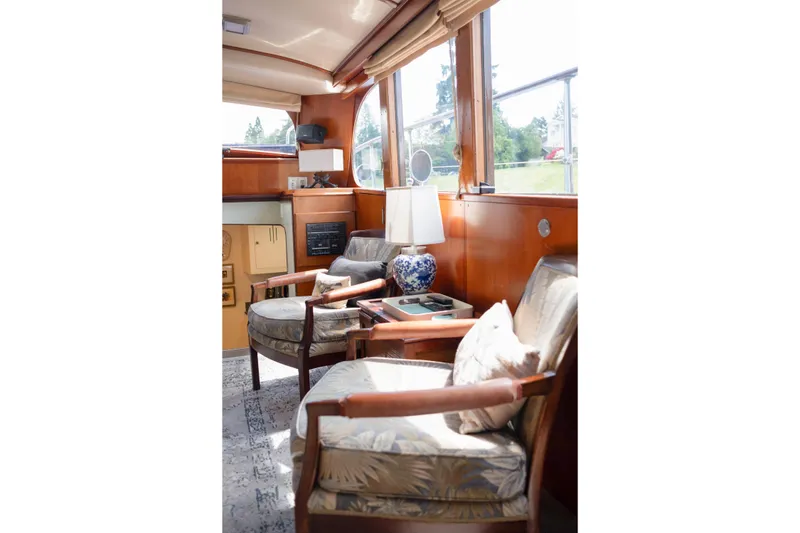 Slide: The Image of Interior of a vintage 1954 Grebe Sedan with elegant seating and decor. - 9