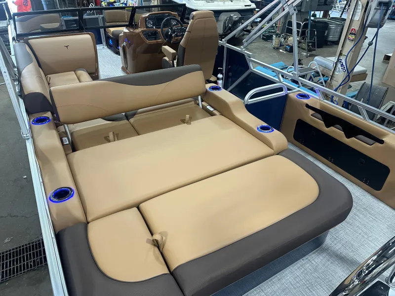 Slide: The Image of Tahoe LTZ 200HP VRB Windshield 2385 Swingback Tritoon $55995 2025 - 22