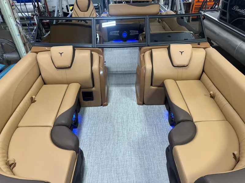 Slide: The Image of Tahoe LTZ 200HP VRB Windshield 2385 Swingback Tritoon $55995 2025 - 8