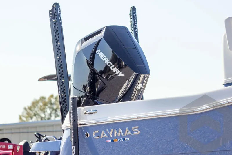 Slide: The Image of 2026 Caymas 26 HB boat with Mercury engine, featuring sleek design and modern technology. - 5