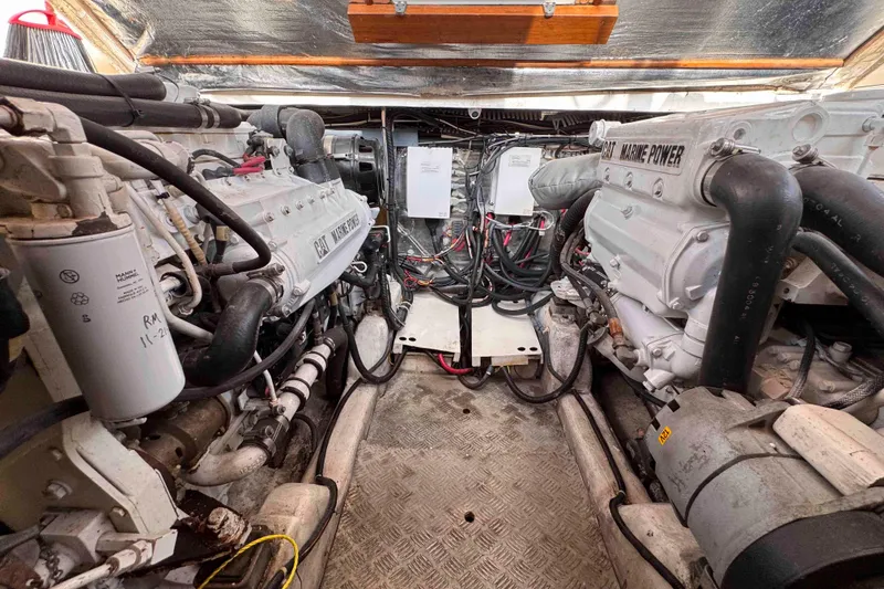 Slide: The Image of Engine room of a 2007 Albin 45 Command Bridge with marine power systems. - 33