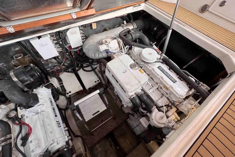 Slide: The Image of Engine room of 2007 Albin 45 Command Bridge with CAT Marine Power engines. - 34
