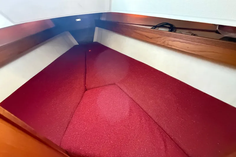 Slide: The Image of Interior cabin of 1986 Sabre 30 MKIII sailboat with red upholstery. - 38
