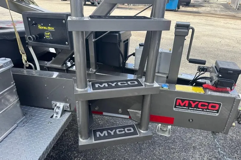 Slide: The Image of Trailer ladder and equipment for 2025 Nor-Tech 390 Sport Center Console boat. - 21