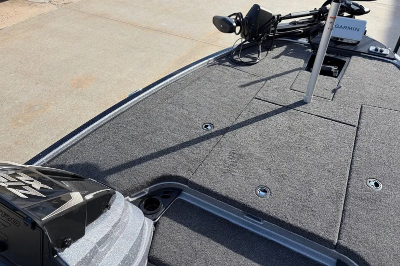 Slide: The Image of 2026 Nitro Z19 XL Pro boat deck with Garmin equipment and trolling motor. - 18