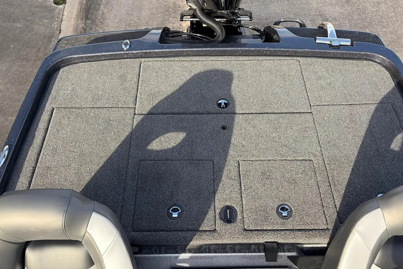 Slide: The Image of 2026 Nitro Z19 XL Pro boat deck with storage compartments and seating. - 47