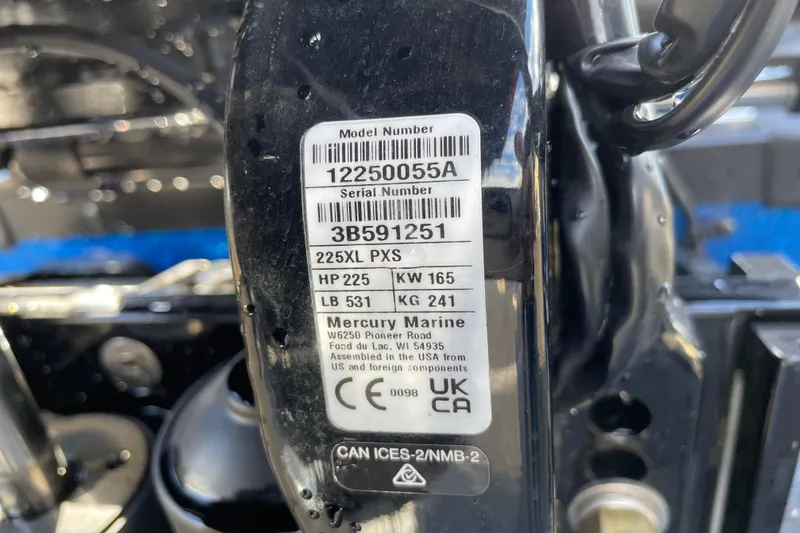 Slide: The Image of Close-up of a Mercury Marine engine label on a 2026 Nitro ZV19 Sport Pro. - 66