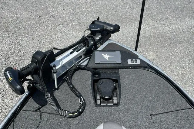 Slide: The Image of 2026 Nitro Z18 boat deck with trolling motor and control panel. - 94