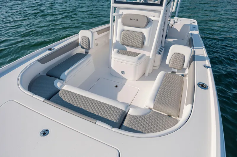 Slide: The Image of Interior view of Caymas 26 HB boat, 2026 model, on the water. - 14