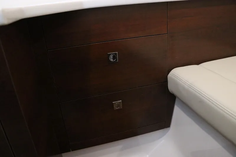 Slide: The Image of Open drawer in Chaparral 280 OSX boat interior, 2026 model. - 43