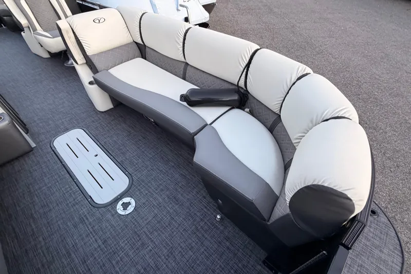 Slide: The Image of Luxurious seating on 2026 Veranda VR 265 RCP pontoon boat, featuring elegant upholstery and spacious design. - 10