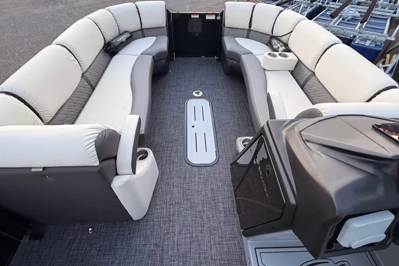 Slide: The Image of Luxurious interior of 2026 Veranda VR 265 RCP pontoon boat with plush seating. - 17