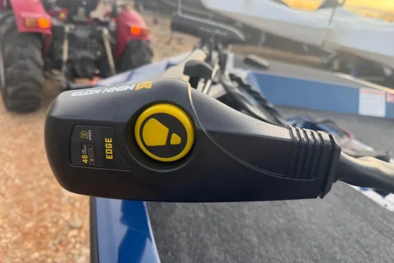 Slide: The Image of Minn Kota Edge trolling motor on 2026 Lowe Stinger 195 Bass boat. - 13