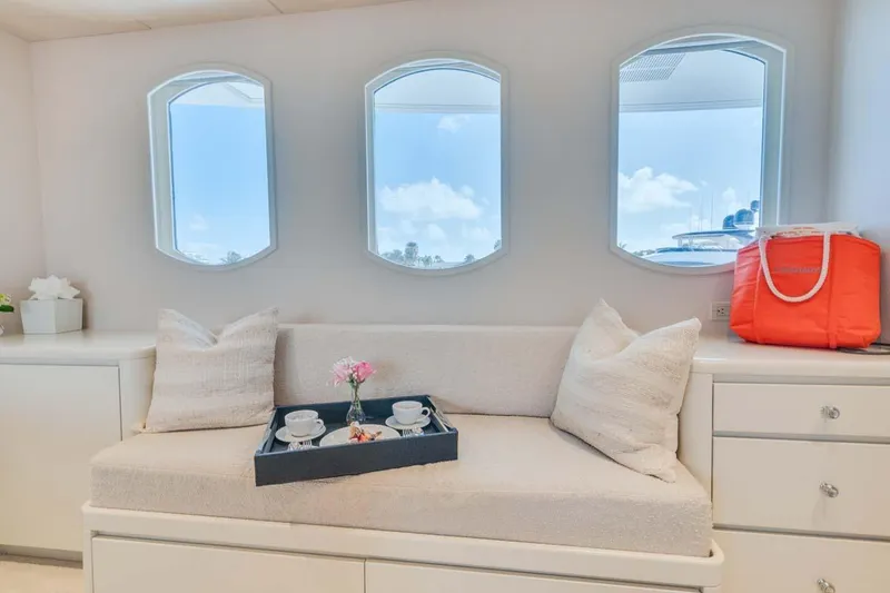 Slide: The Image of Luxurious 1995 Christensen Tri-Deck yacht interior with cozy seating and elegant decor. - 19