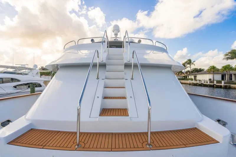 Slide: The Image of Luxurious 1995 Christensen Tri-Deck yacht with elegant wooden deck and sleek design. - 39